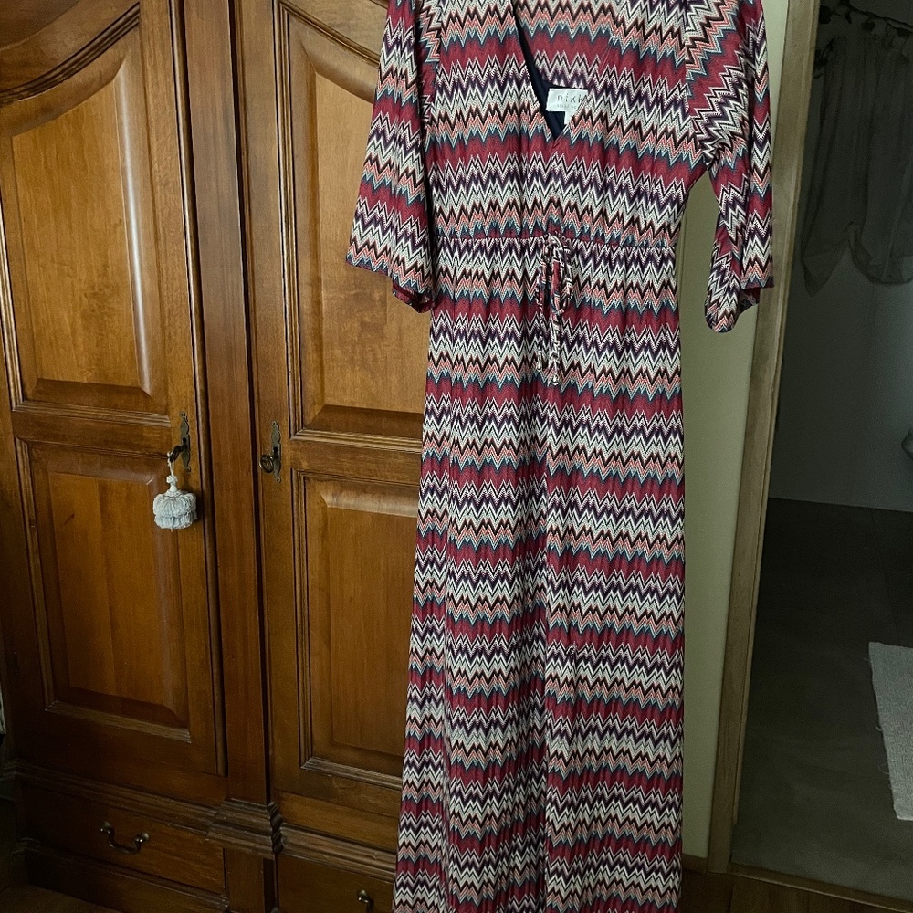 Nikki Poulos Chevron Maxi Dress SZ S